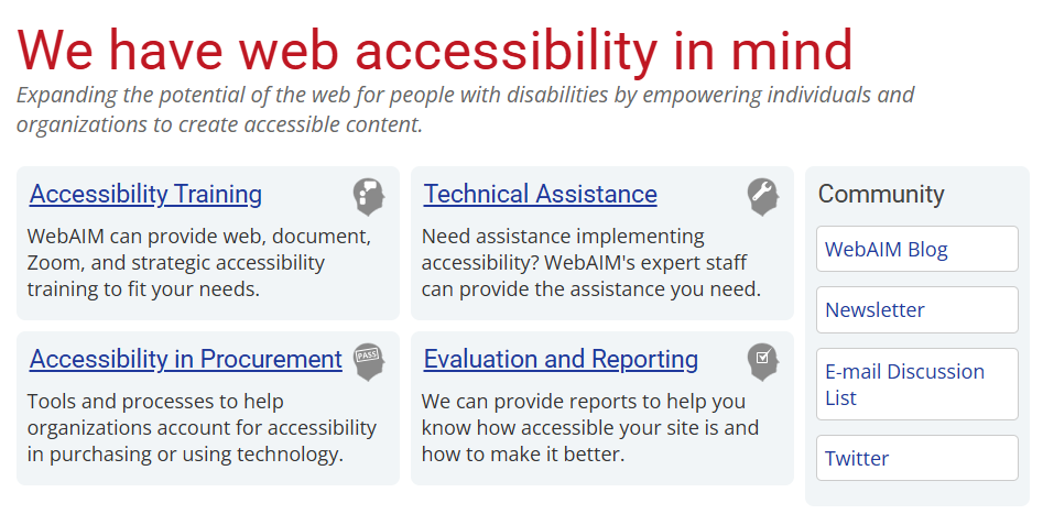 WEBAIM Social Accessibility